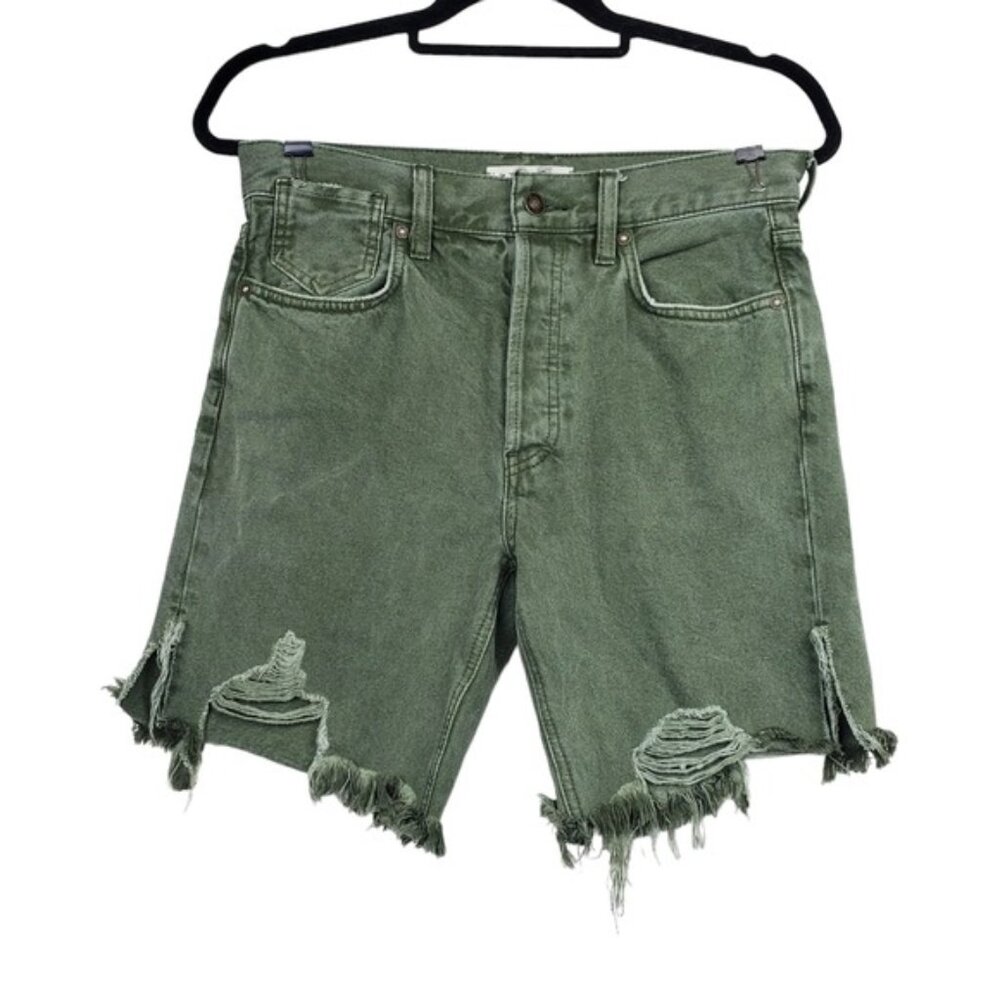 Free People Womens We The Free Sequoia Green Denim Jean Shorts Size 25